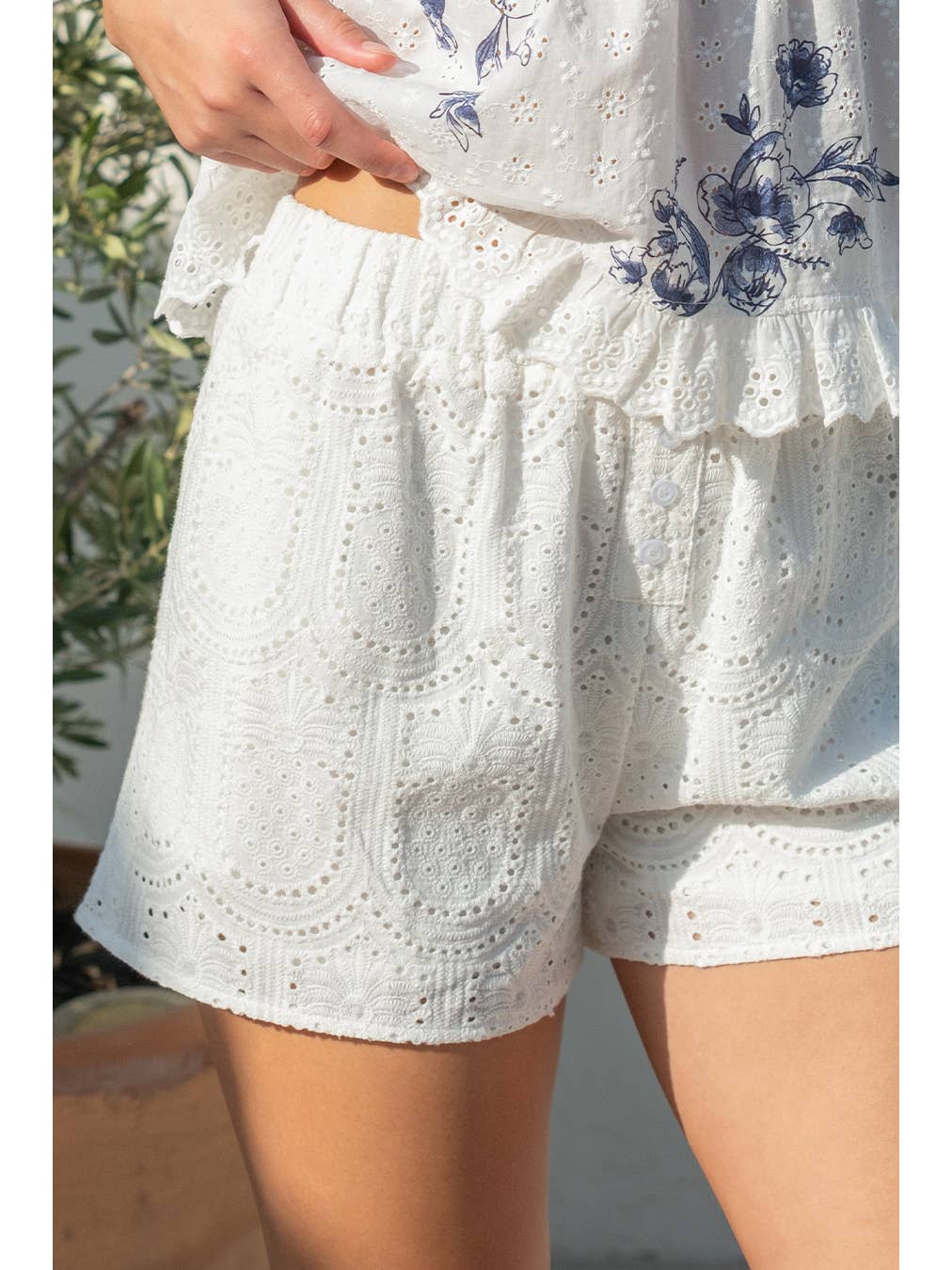 White Eyelet Shorts