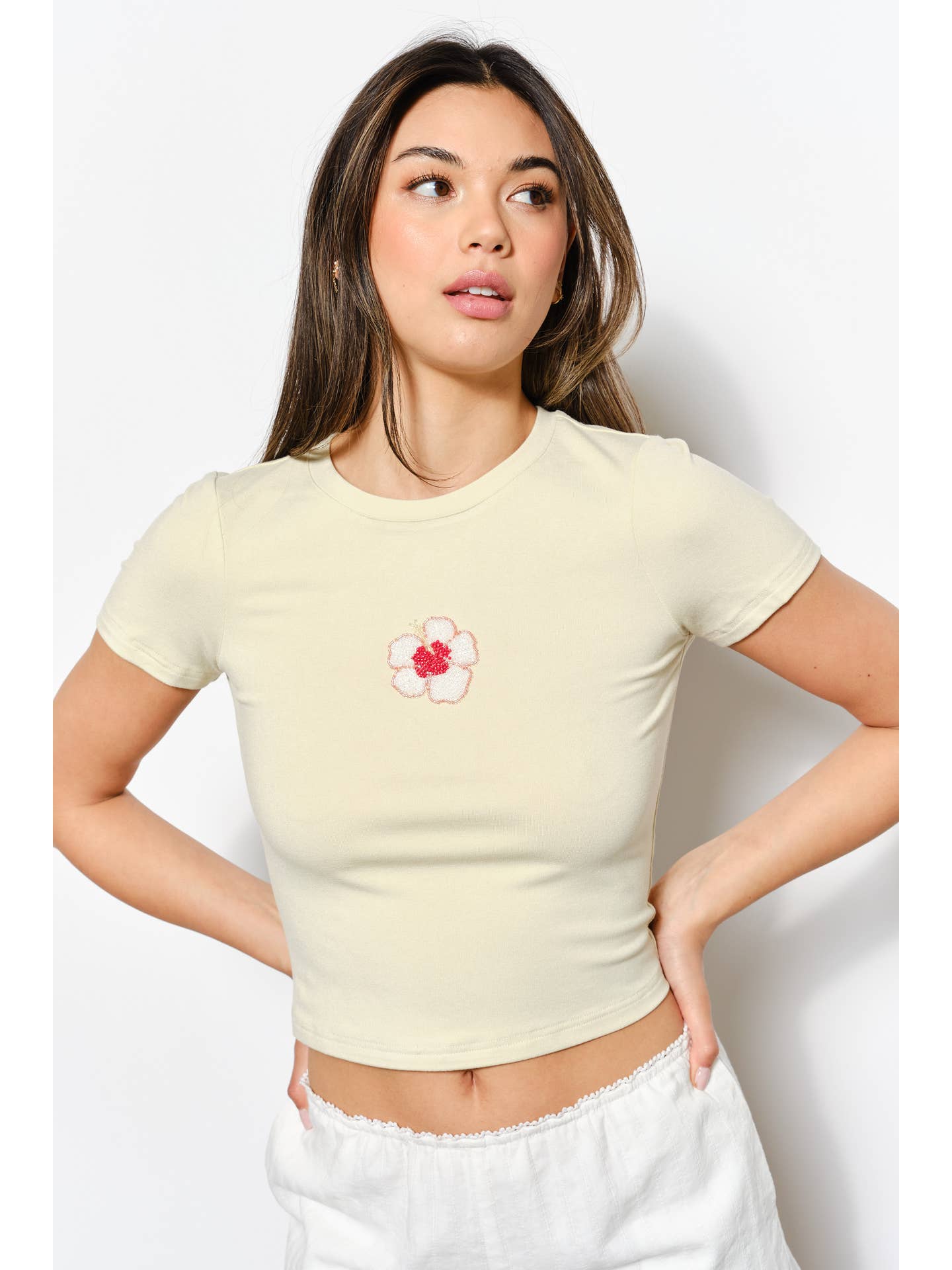 Beaded Flower Baby Tee