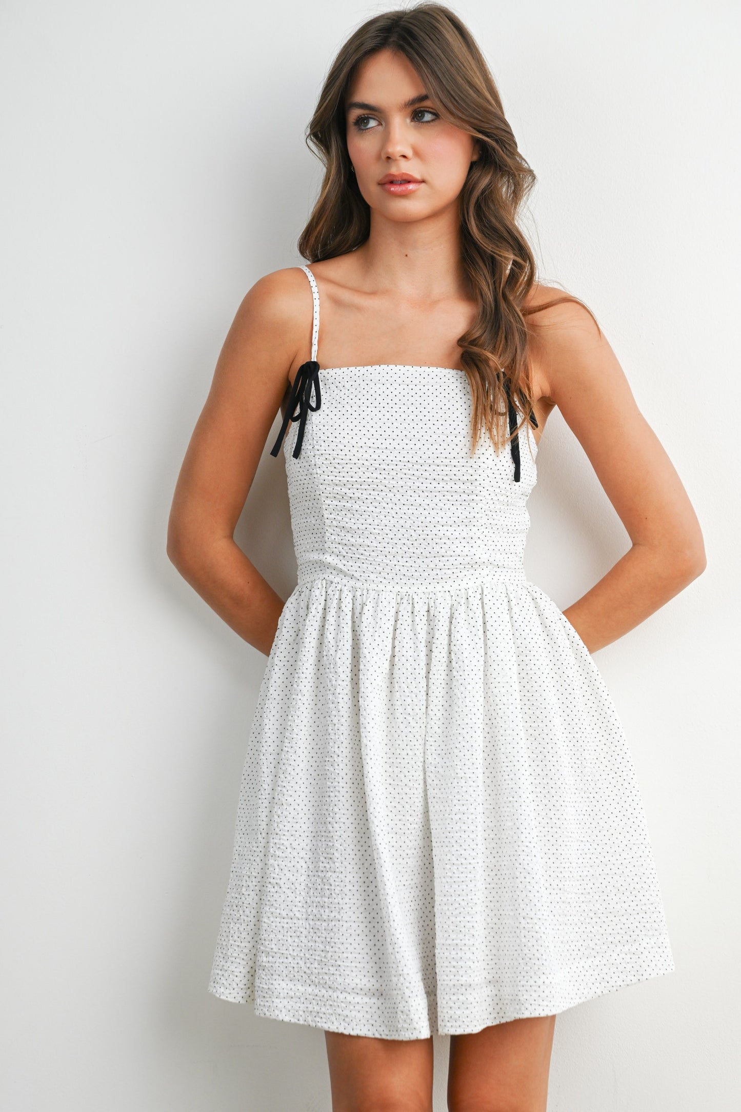 White Mini Polka Dot Dress