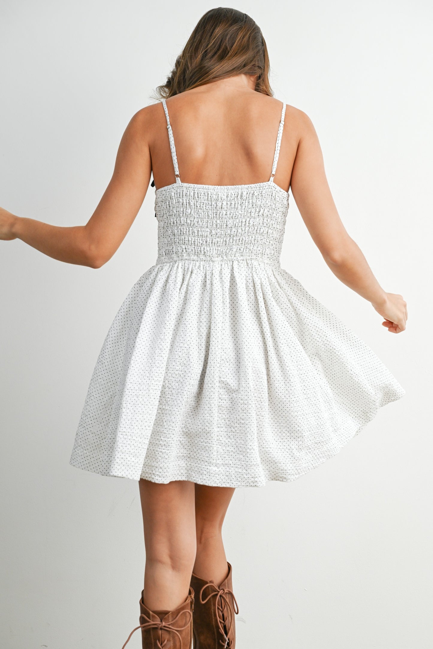 White Mini Polka Dot Dress