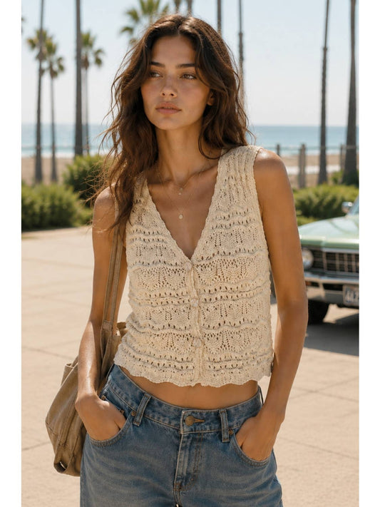 Knit Pearl Opal Button Vest