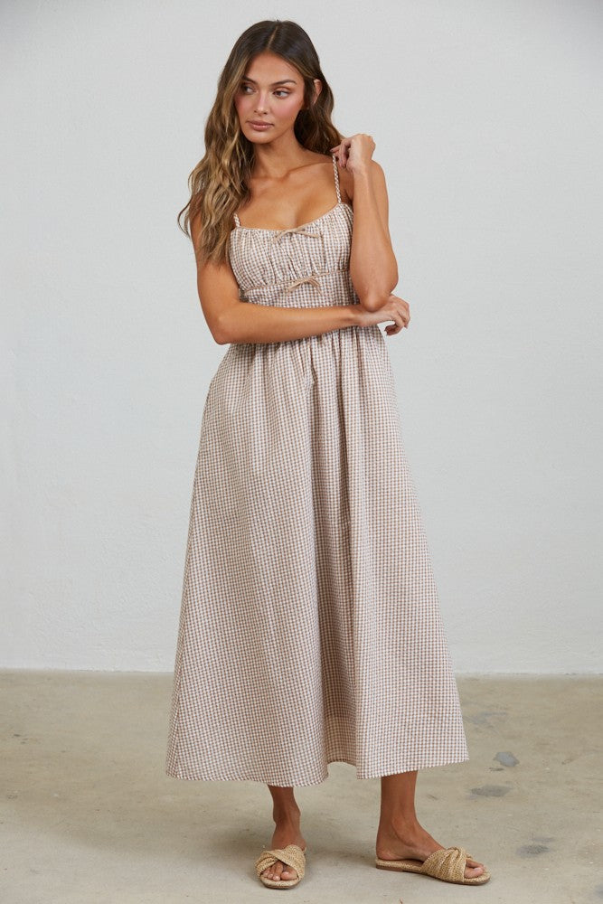 Sweet Picnic Gingham Midi Dress