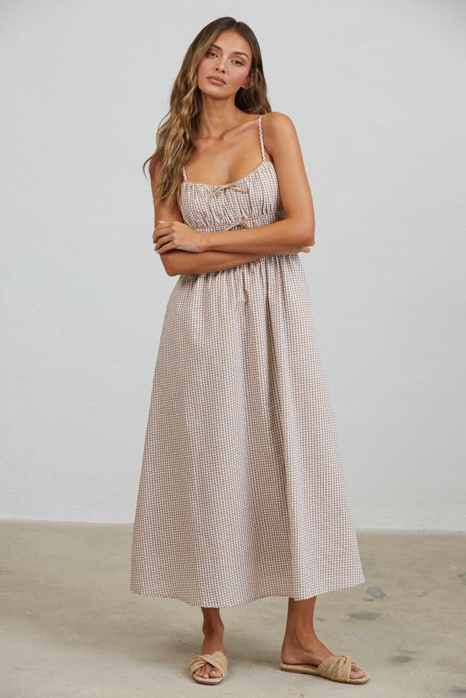 Sweet Picnic Gingham Midi Dress