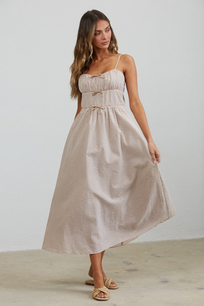 Sweet Picnic Gingham Midi Dress