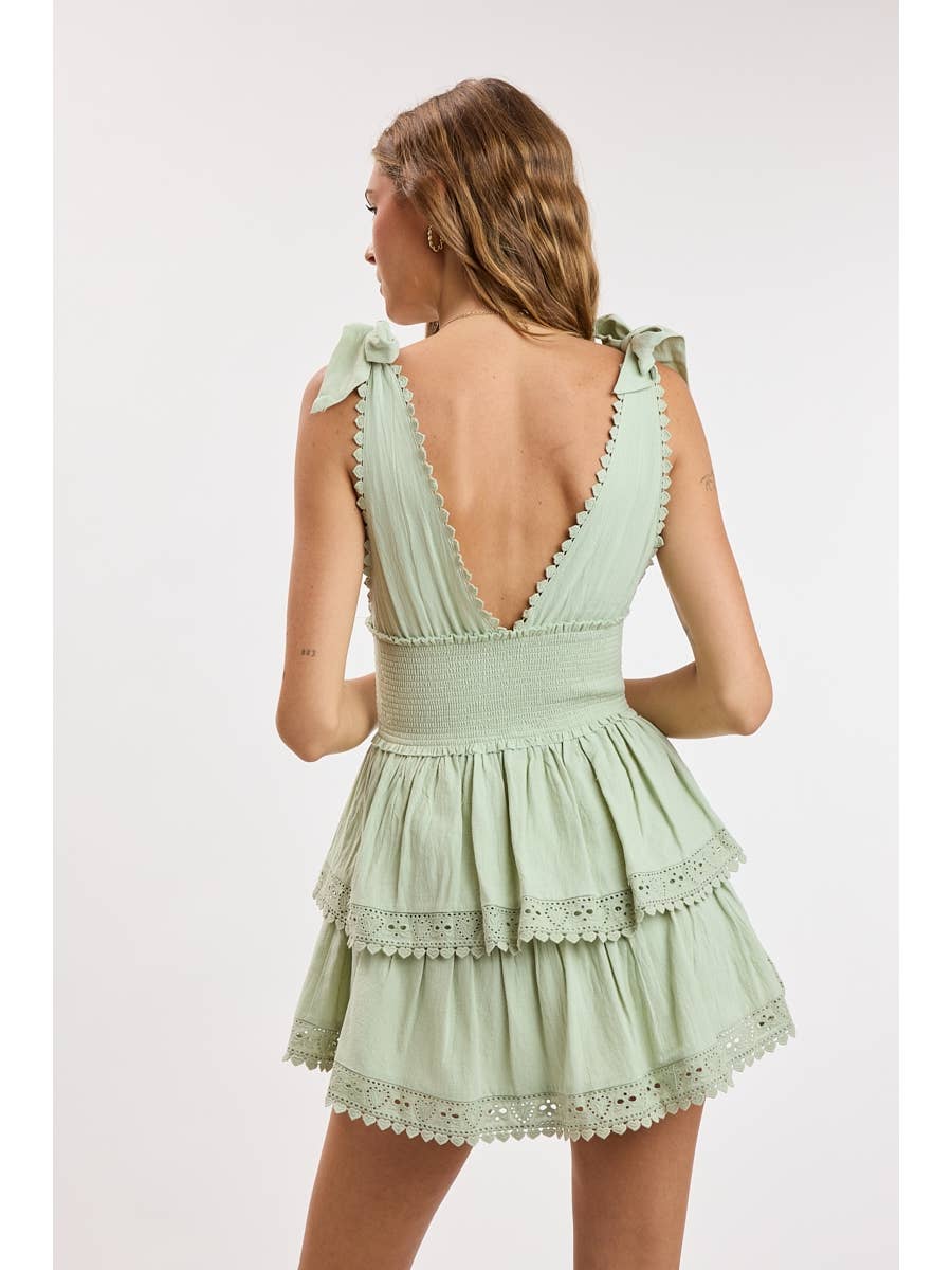 Layered Deep V-Neck Mini Dress