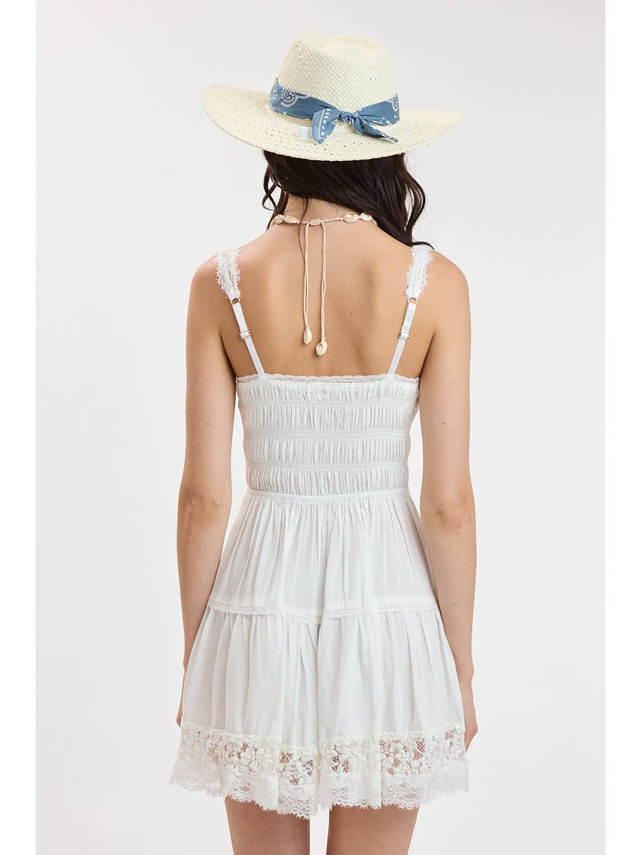 Wide Lace Down Fit & Flare Mini Dress