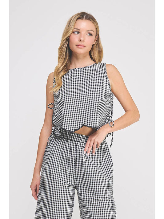 Gingham Side Ties Top