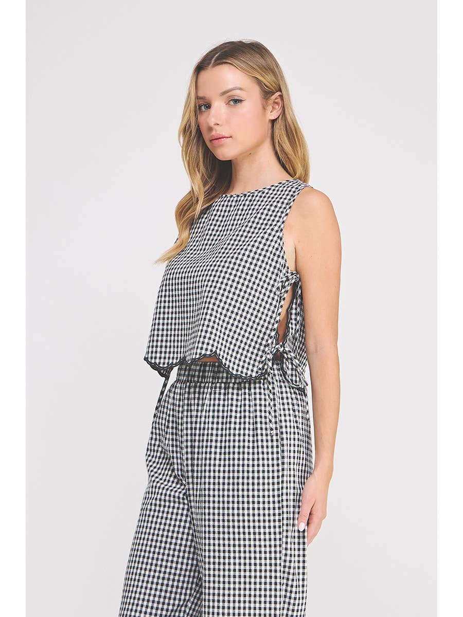 Gingham Side Ties Top