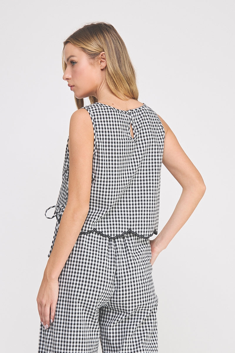 Gingham Side Ties Top