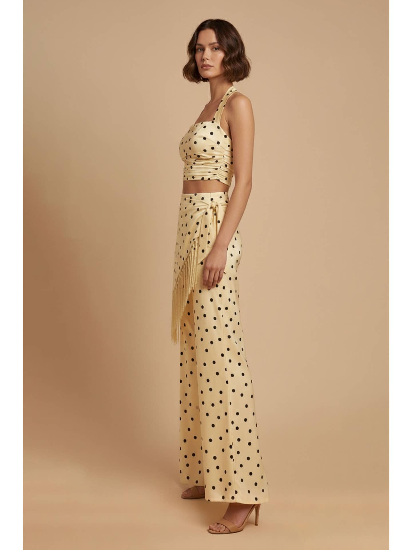 Polka Dot Halter Top & Fringe Pants Set