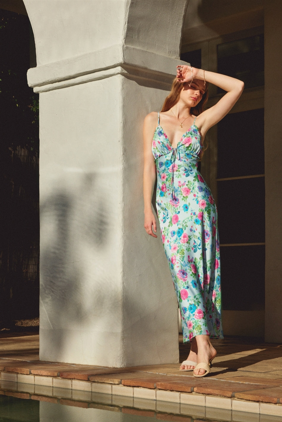 Blue Rose Slip Maxi Dress