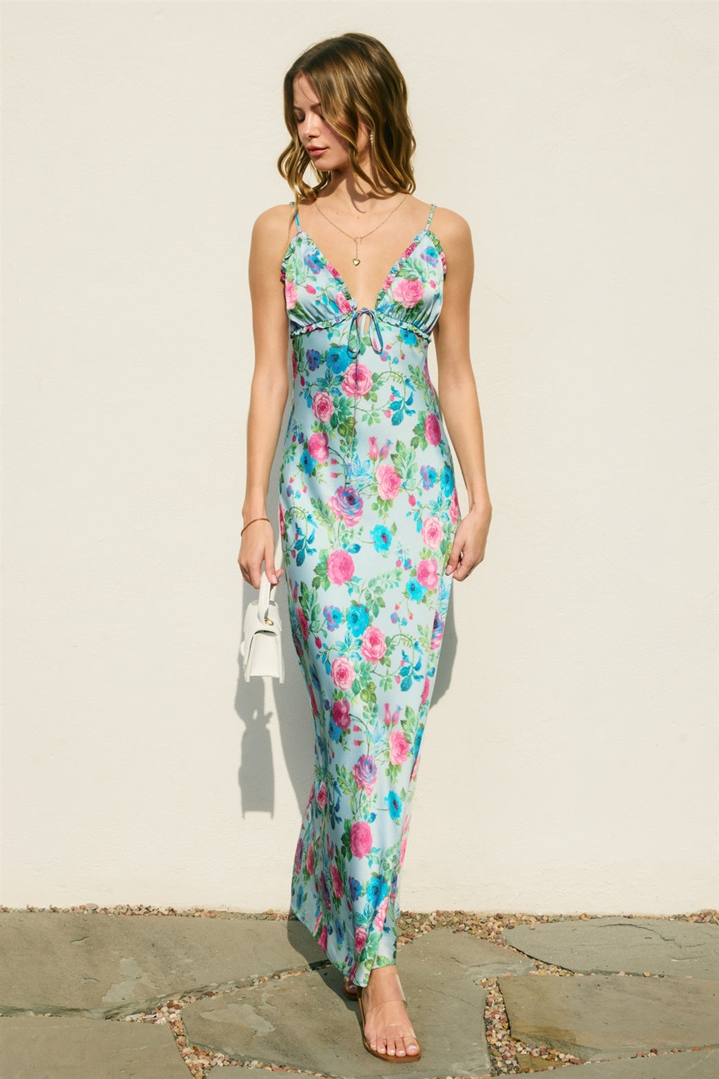 Blue Rose Slip Maxi Dress