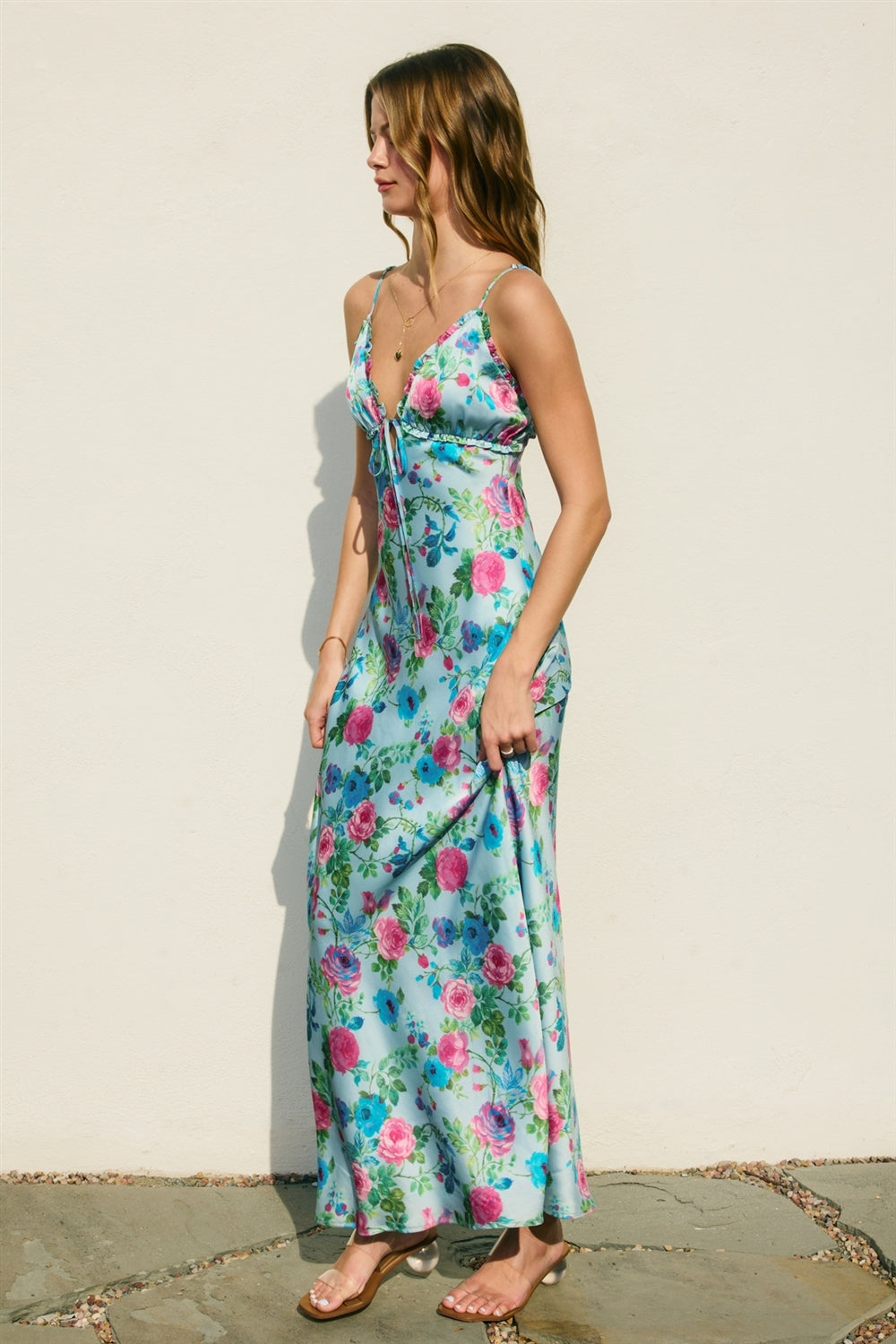 Blue Rose Slip Maxi Dress