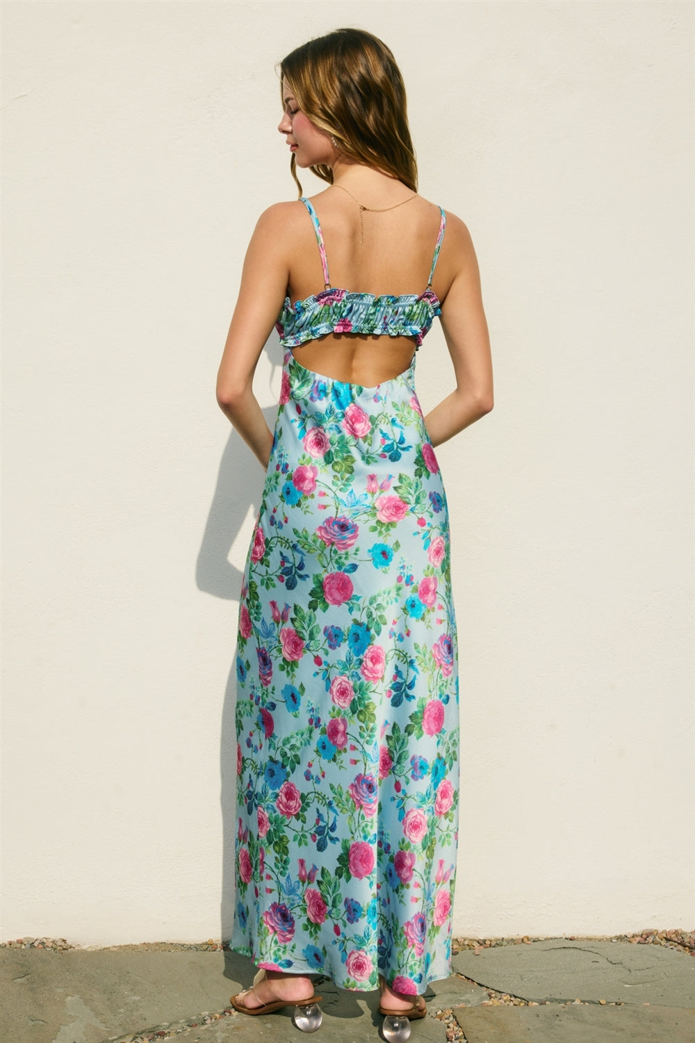 Blue Rose Slip Maxi Dress
