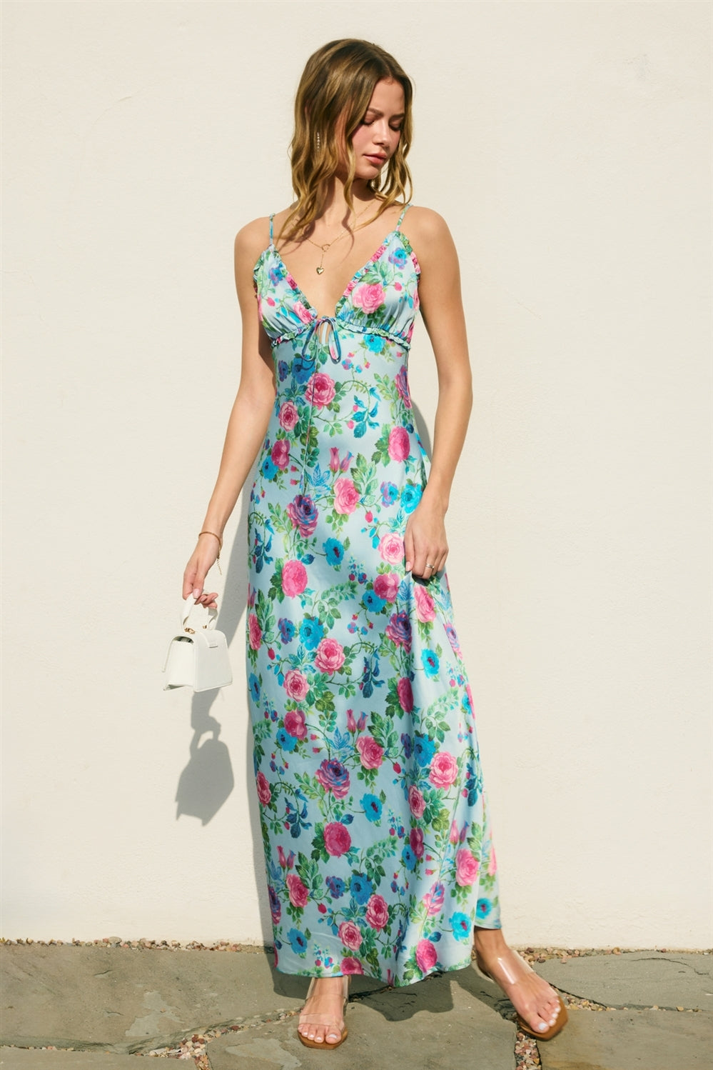 Blue Rose Slip Maxi Dress