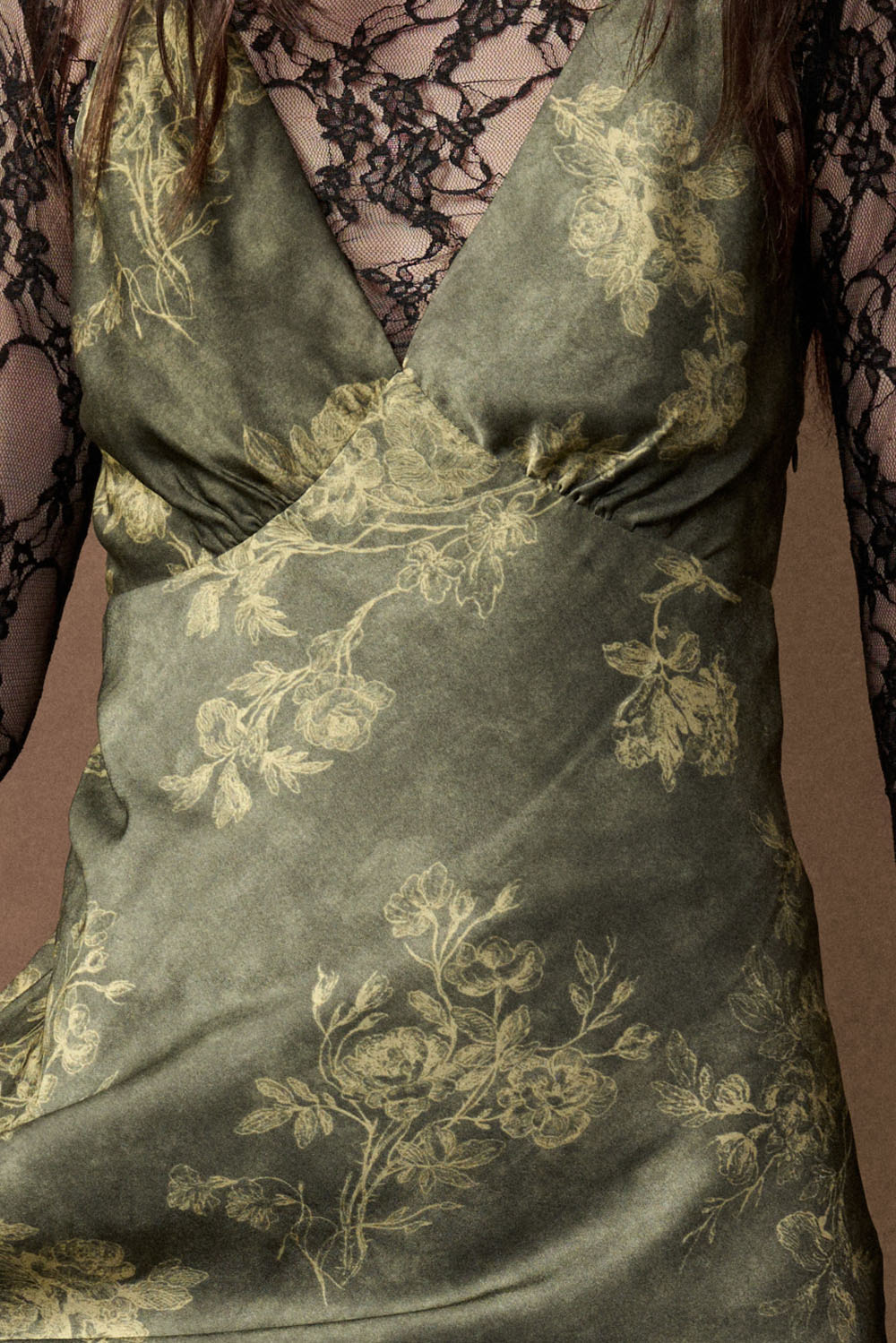 Floral Satin Halter V-Neck Open-Back Maxi Dress