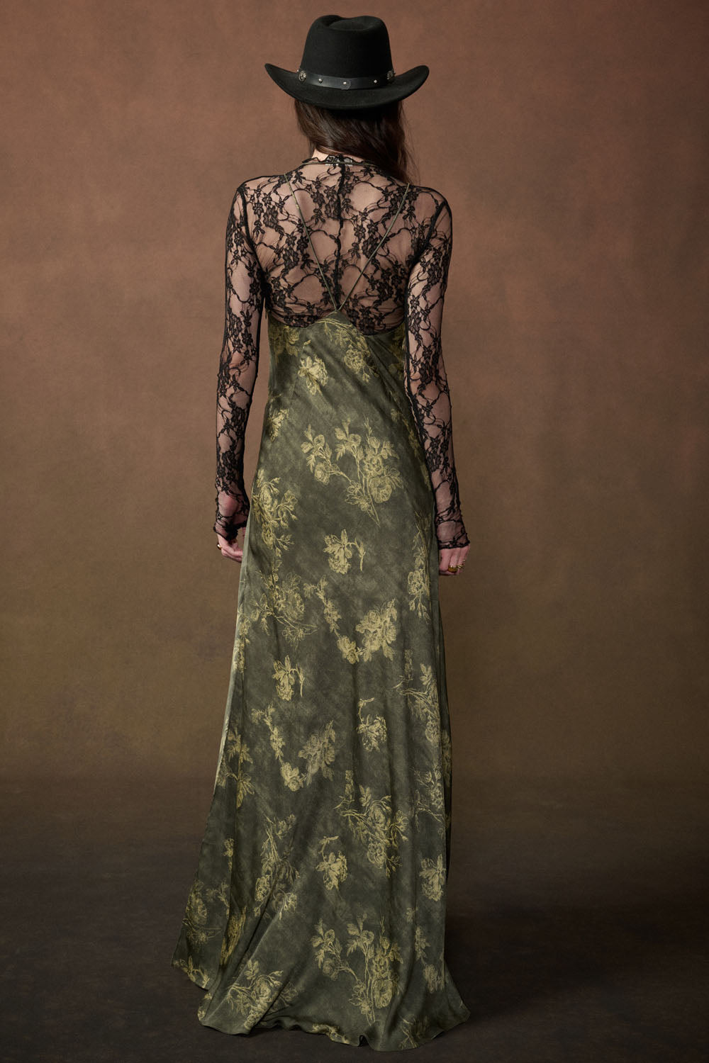 Floral Satin Halter V-Neck Open-Back Maxi Dress