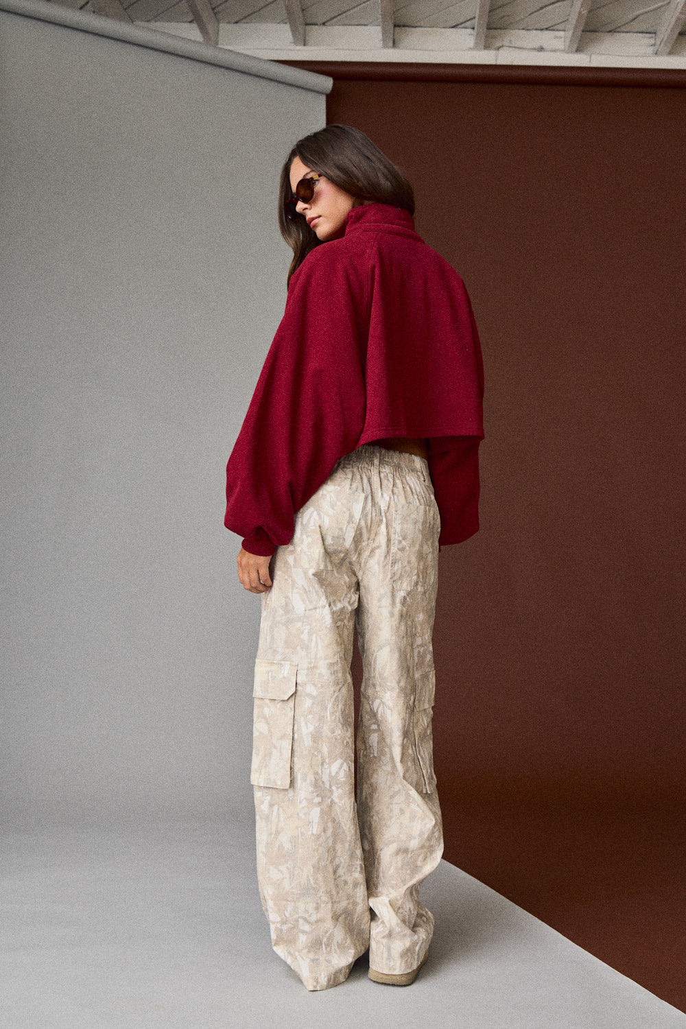 Neutral Camo Cargo Wide Leg Pants