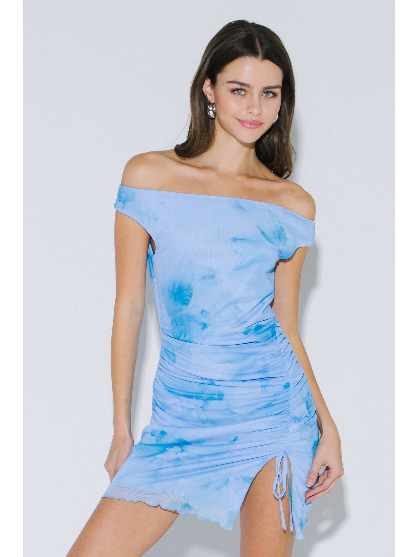 Ruched Off-Shoulder Mini Dress