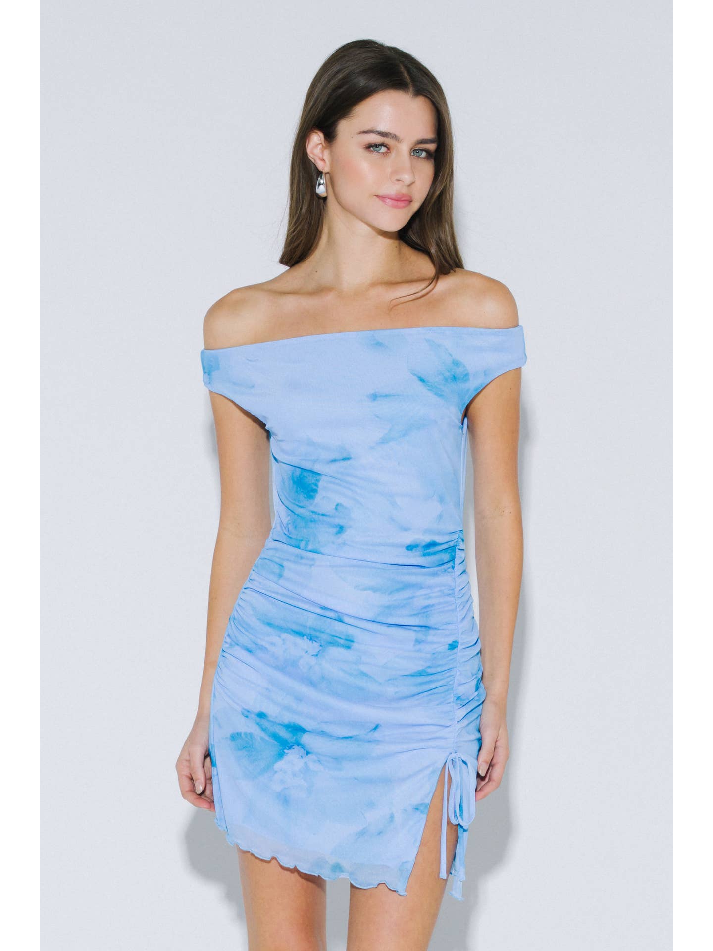 Ruched Off-Shoulder Mini Dress