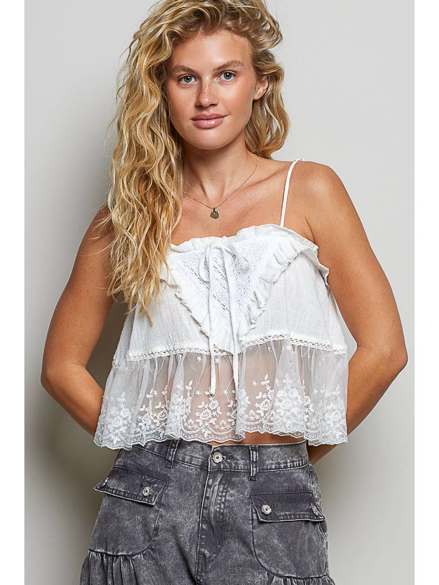 Flowy White Lace Cami Top