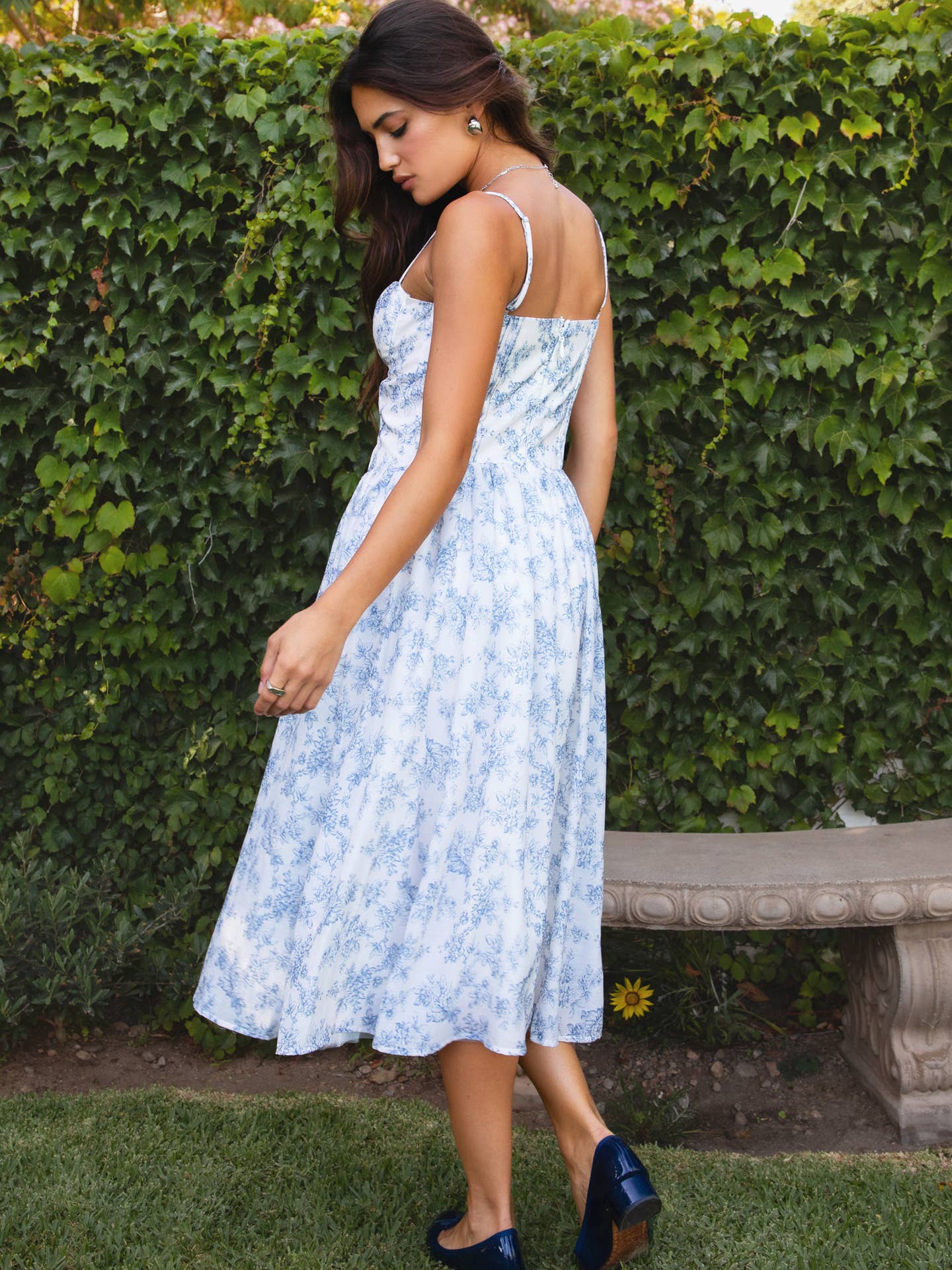 Merriam Spaghetti Strap Floral Midi Dress