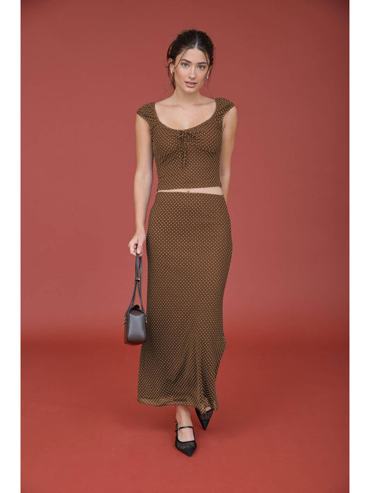 Polka Dot Front Tie Top & Skirt Set