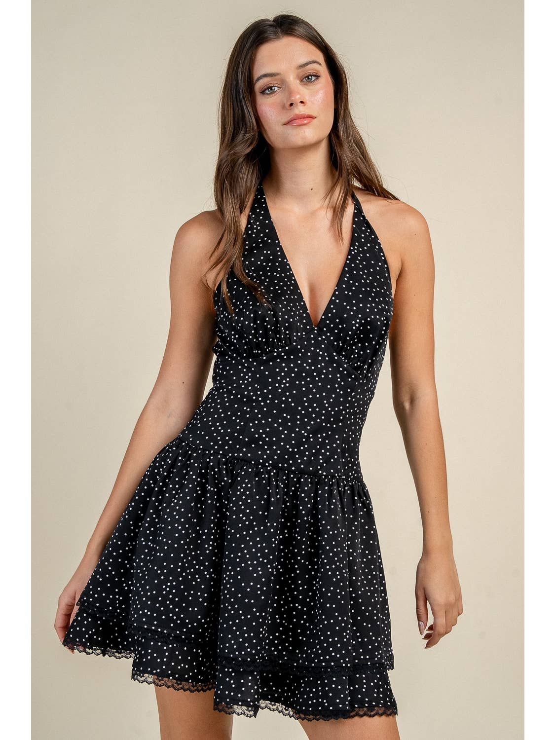 Halter Polka Dot Mini Dress