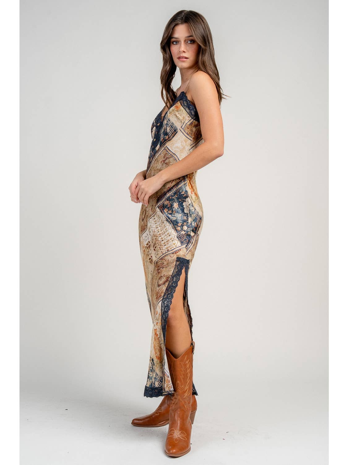Satin Bandana Slip Maxi Dress