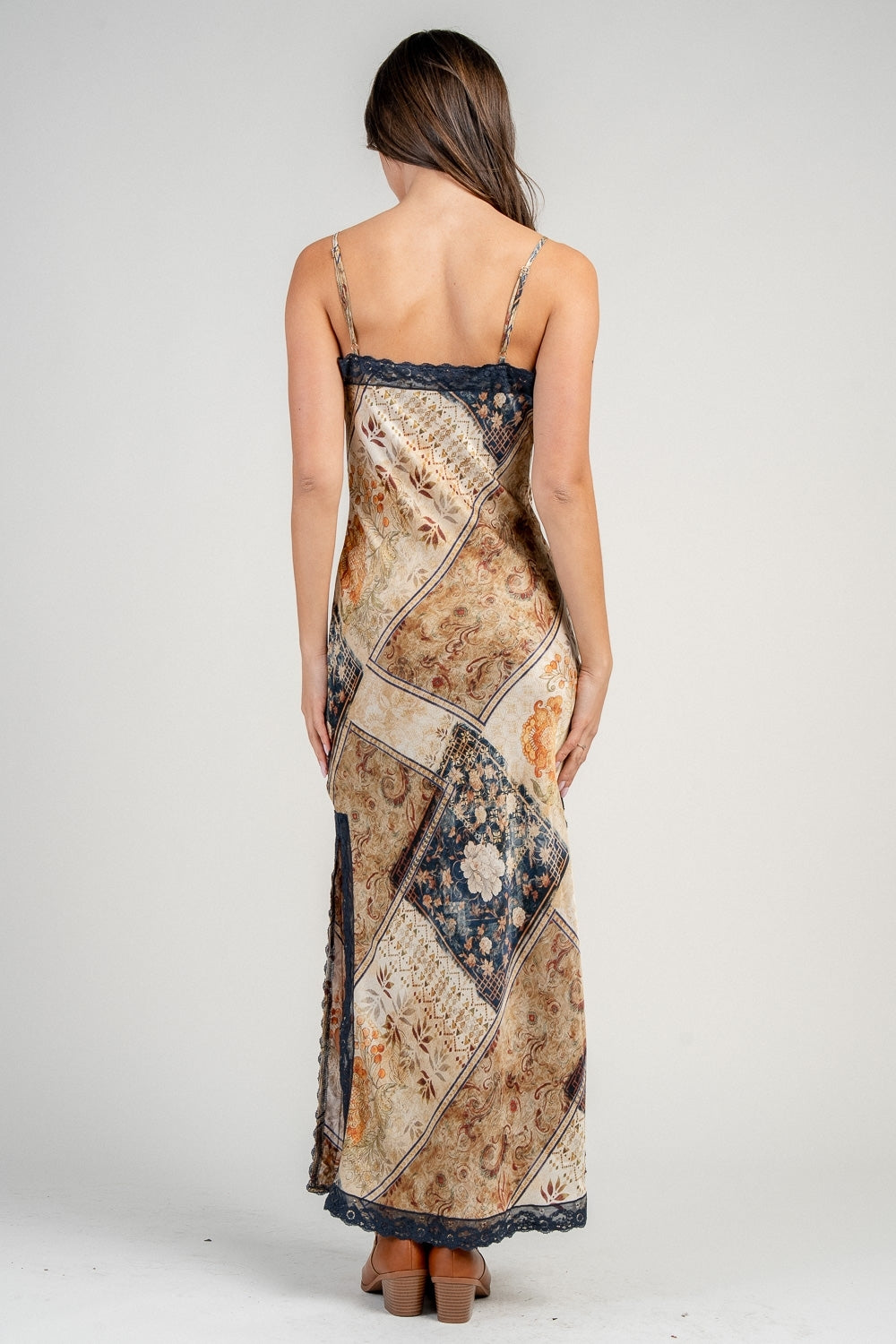 Satin Bandana Slip Maxi Dress