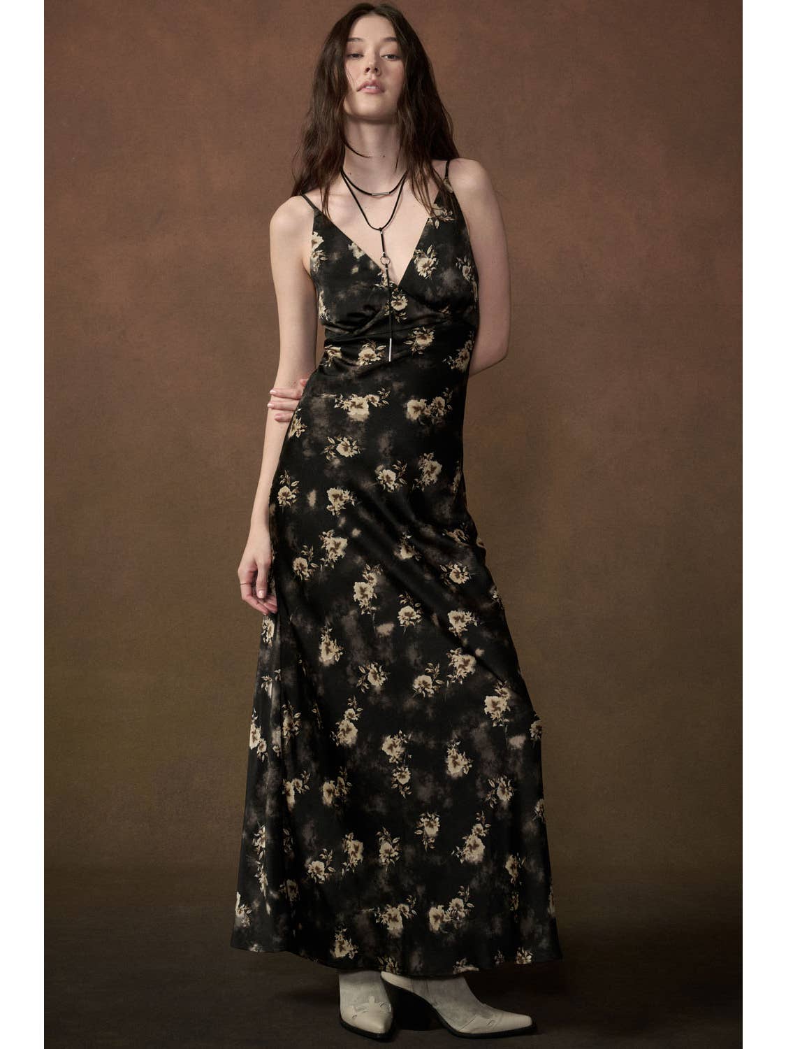Floral V-Neck Maxi Slip Dress
