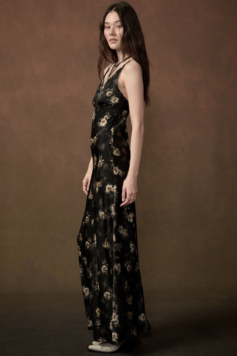 Floral V-Neck Maxi Slip Dress