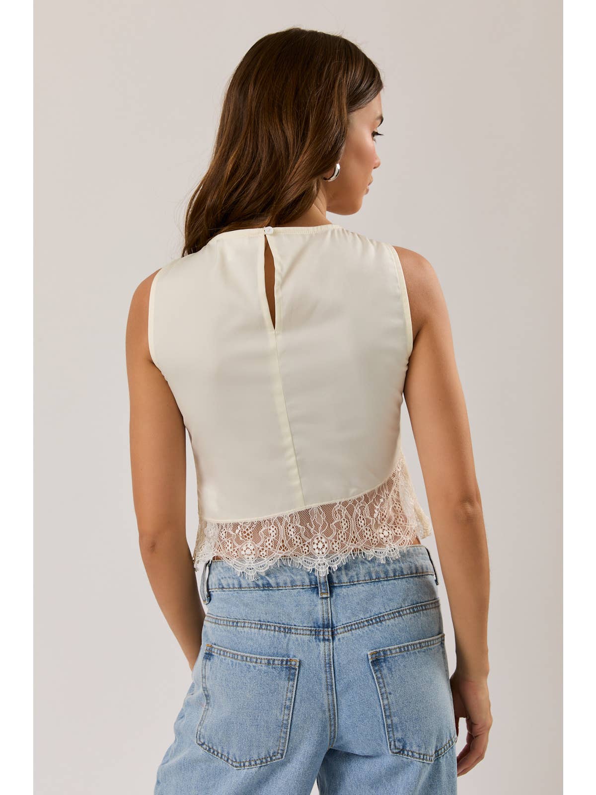 Lace High Neck Sleeveless Top