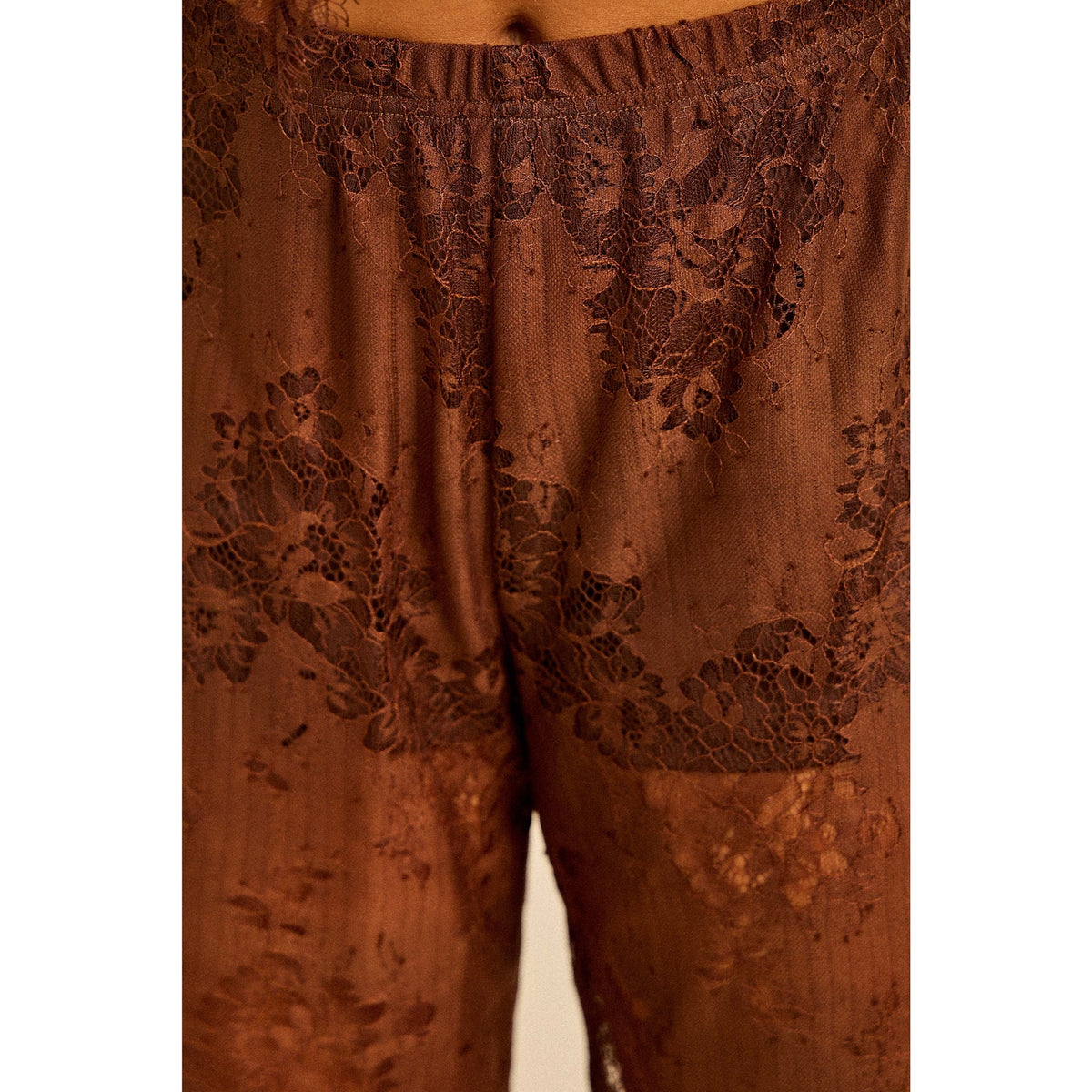 Satin Lace Trim Cami and Pants Set
