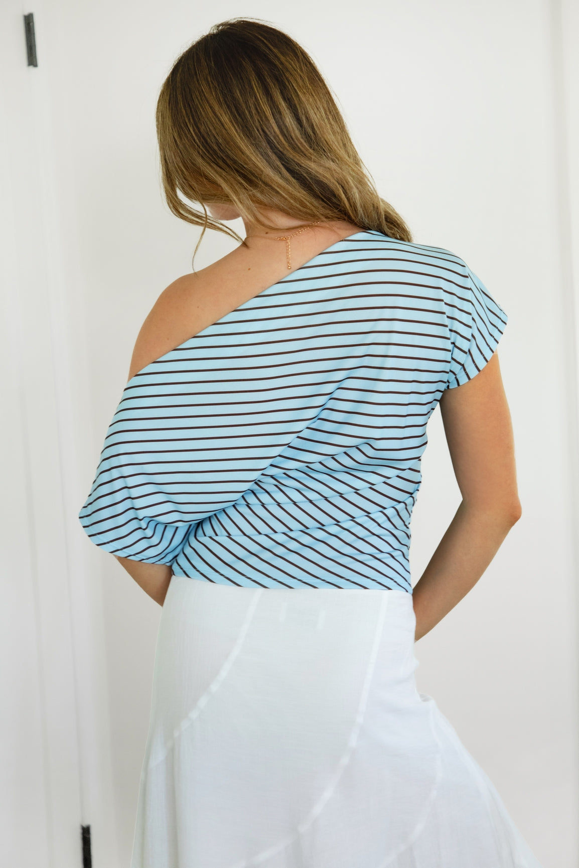 Soft Stretch Striped Ruched Top