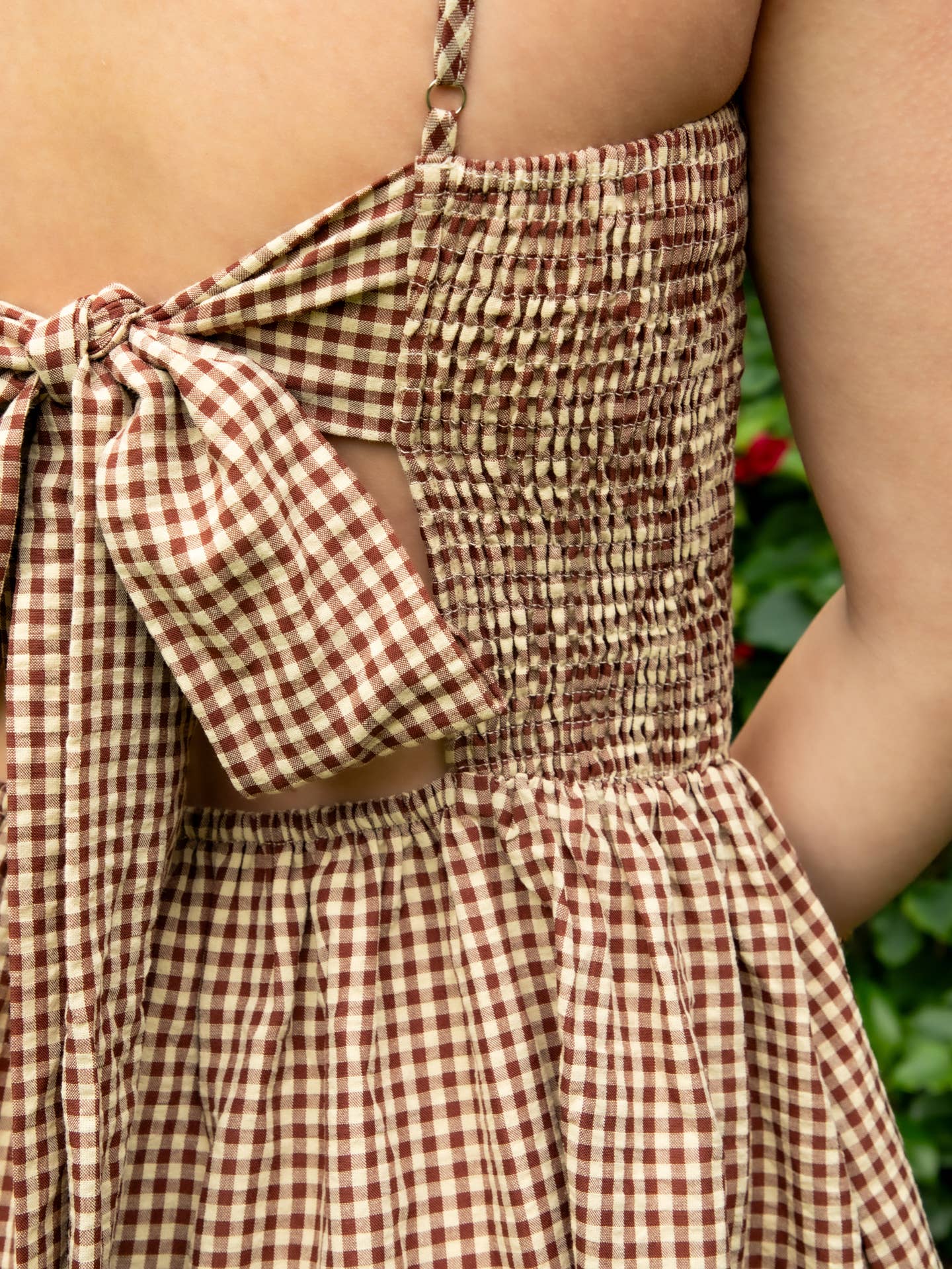 Mayren Gingham Smocked Midi Dress
