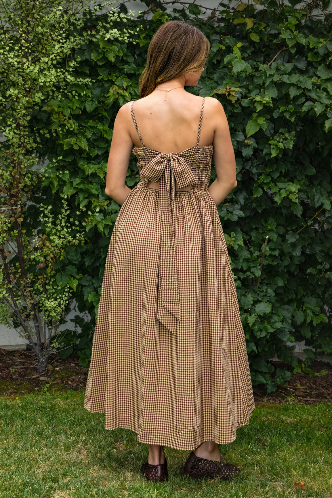 Mayren Gingham Smocked Midi Dress