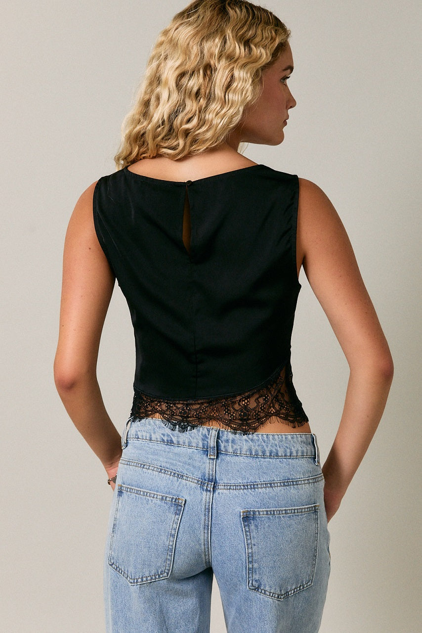 Lace High Neck Sleeveless Top