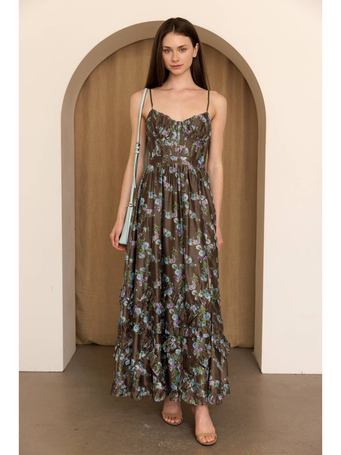 Willow Bloom Corset Floral Maxi Dress