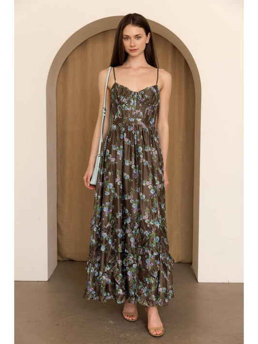Willow Bloom Corset Floral Maxi Dress