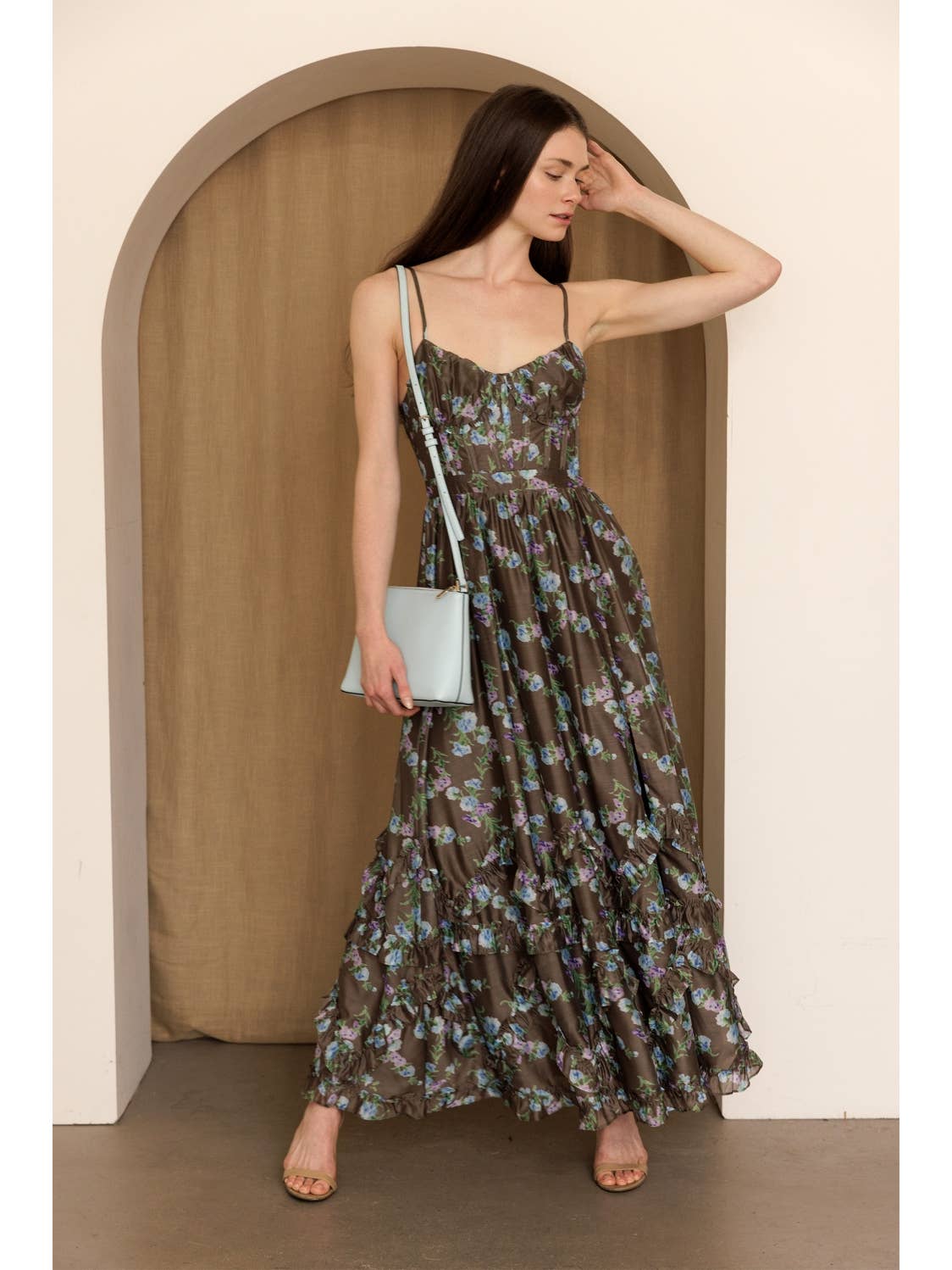 Willow Bloom Corset Floral Maxi Dress
