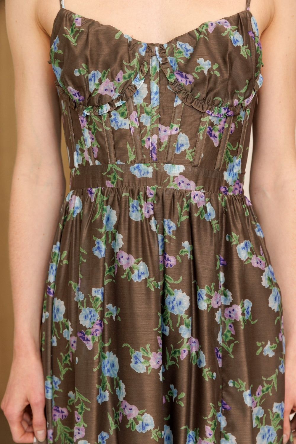 Willow Bloom Corset Floral Maxi Dress
