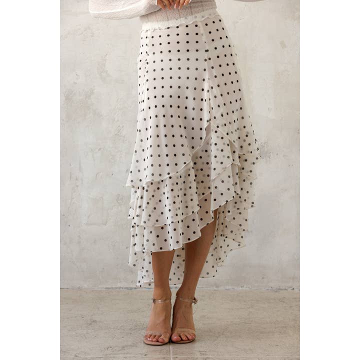 Polka Dot Tiered Ruffle Skirt