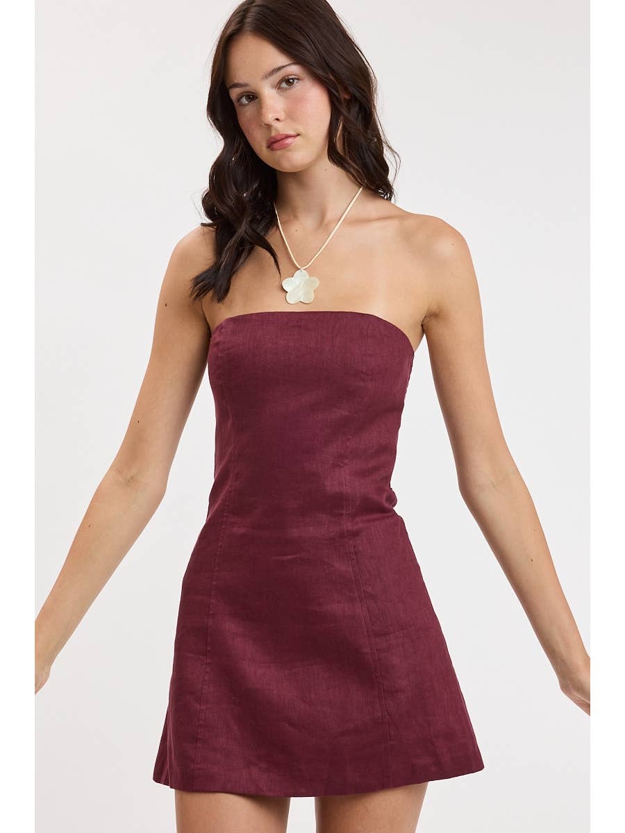 Linen Tube Mini Dress