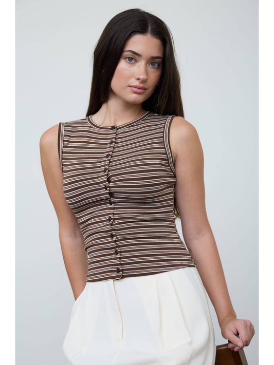 Striped Crew Button Down Tank
