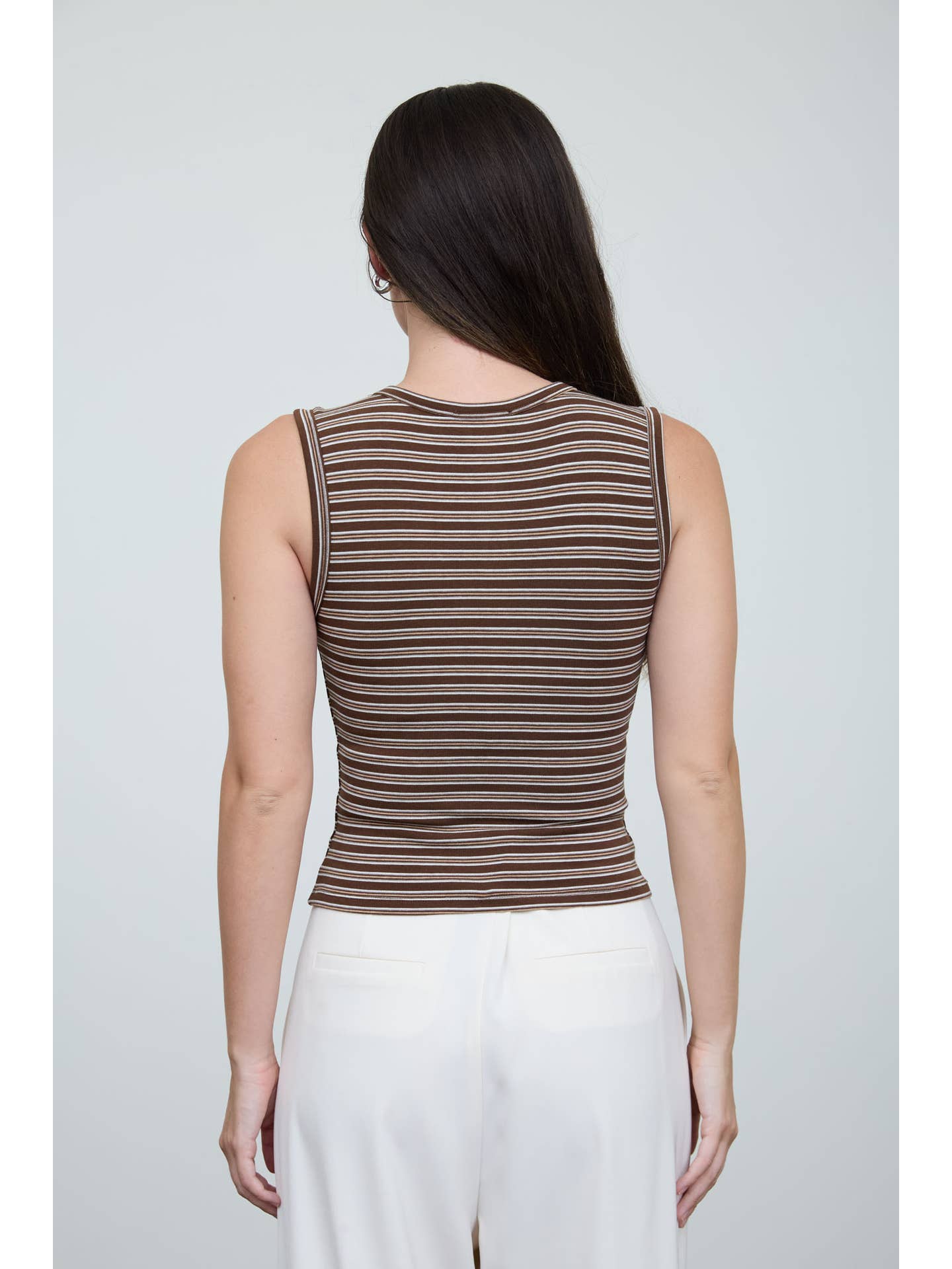 Striped Crew Button Down Tank