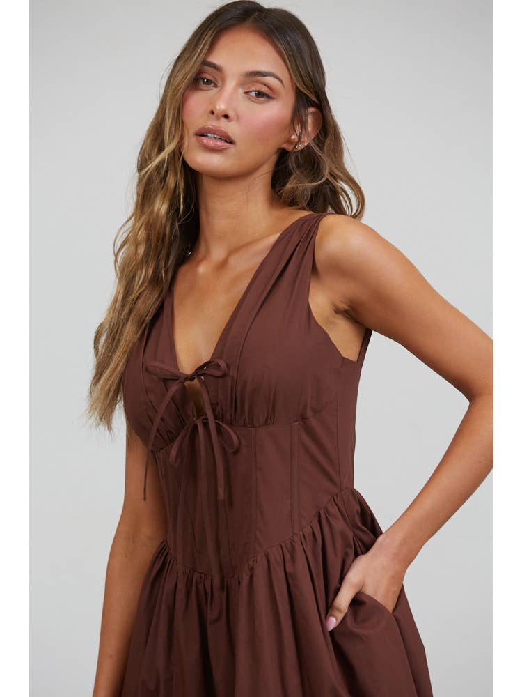 Rene Corset Poplin Midi Dress