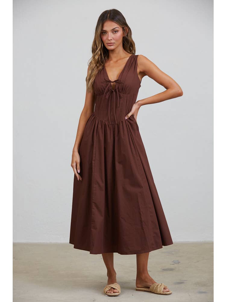 Rene Corset Poplin Midi Dress