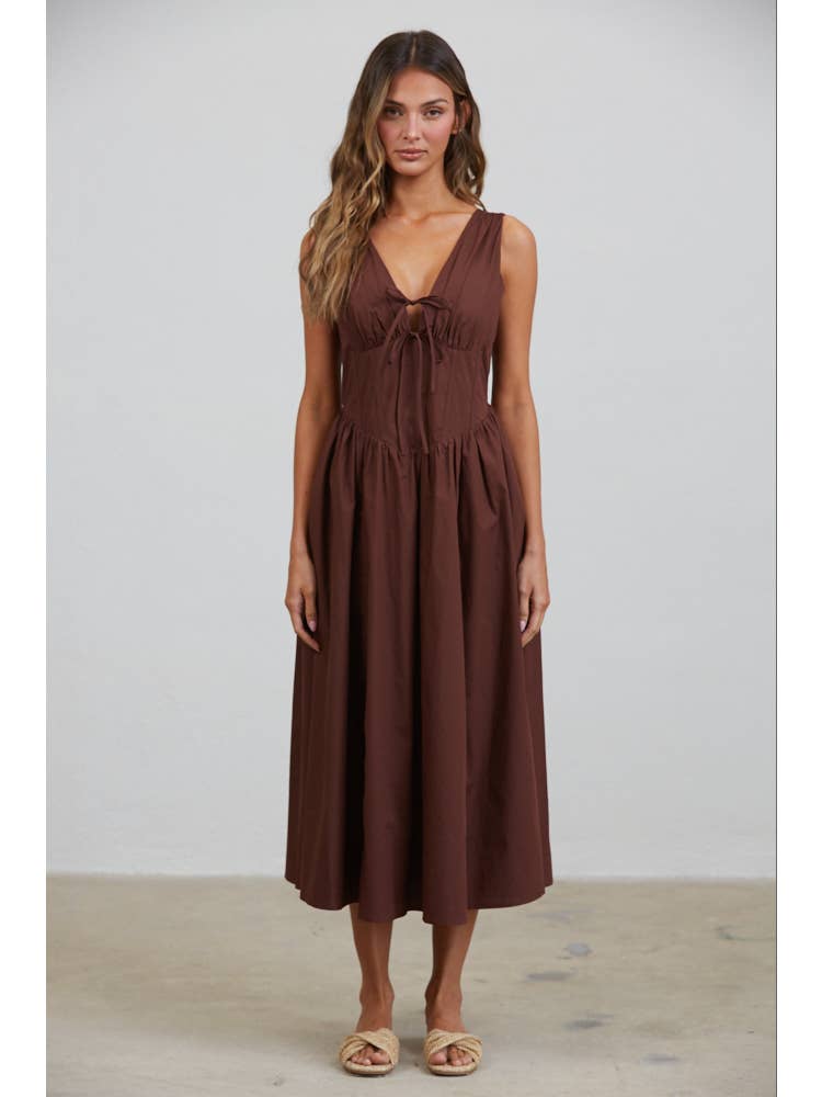 Rene Corset Poplin Midi Dress