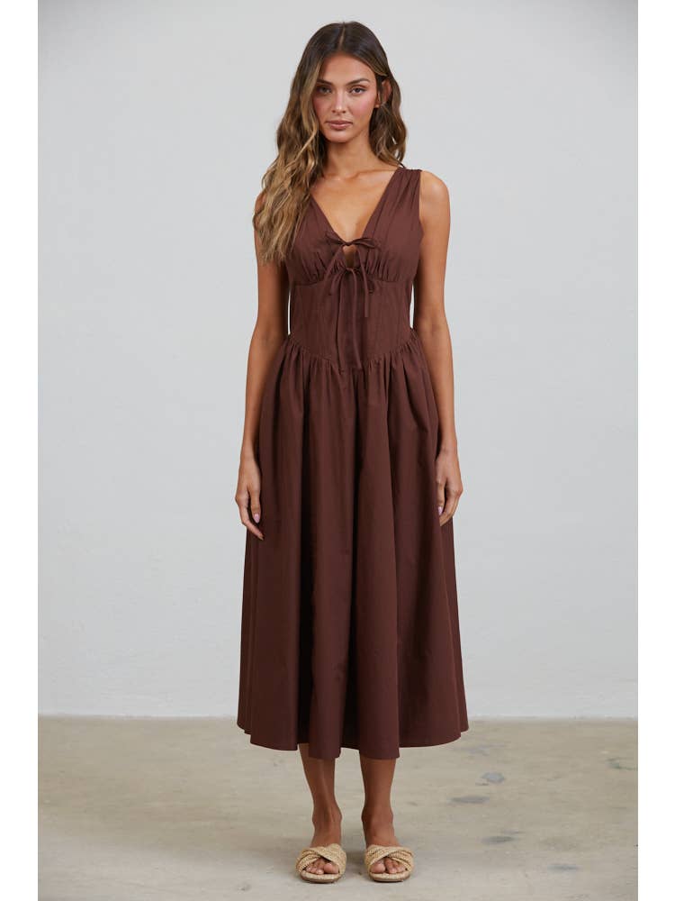 Rene Corset Poplin Midi Dress
